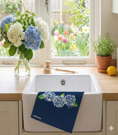 Paño cocina hortensias reutilizable lavable compostable