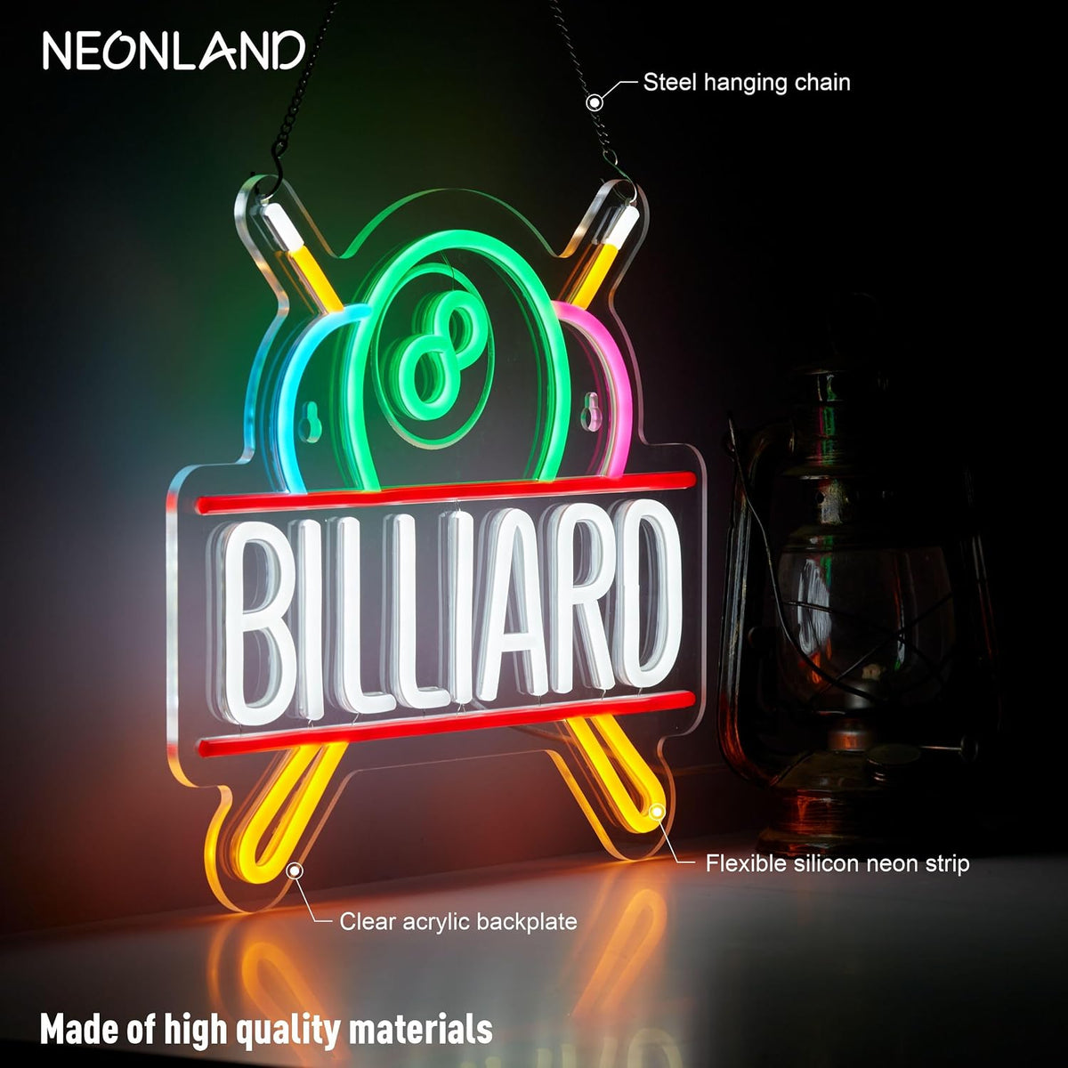 Letrero neón LED para billar sala set USB regulable