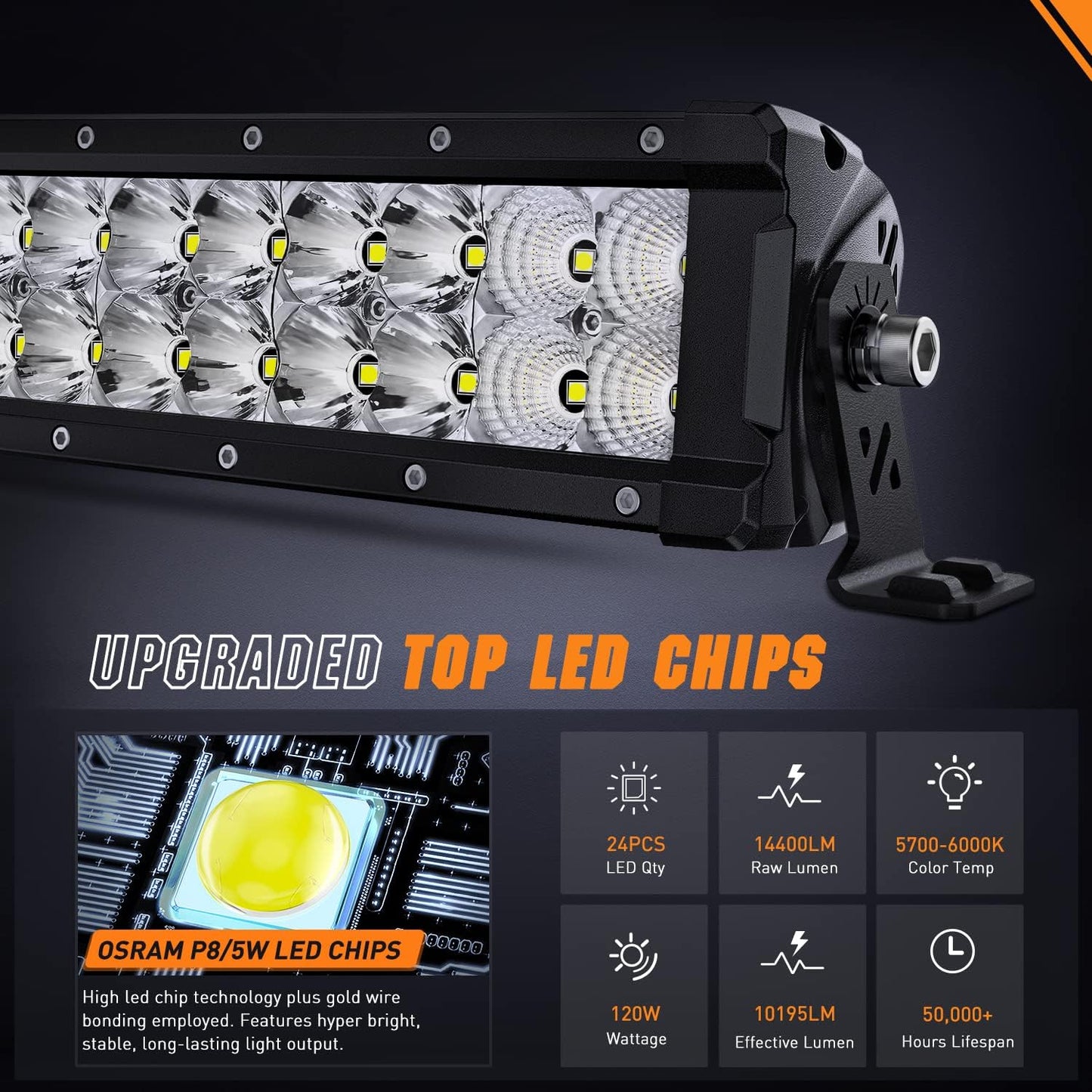 Barra LED 13.5" 120W IP68 camioneta SUV