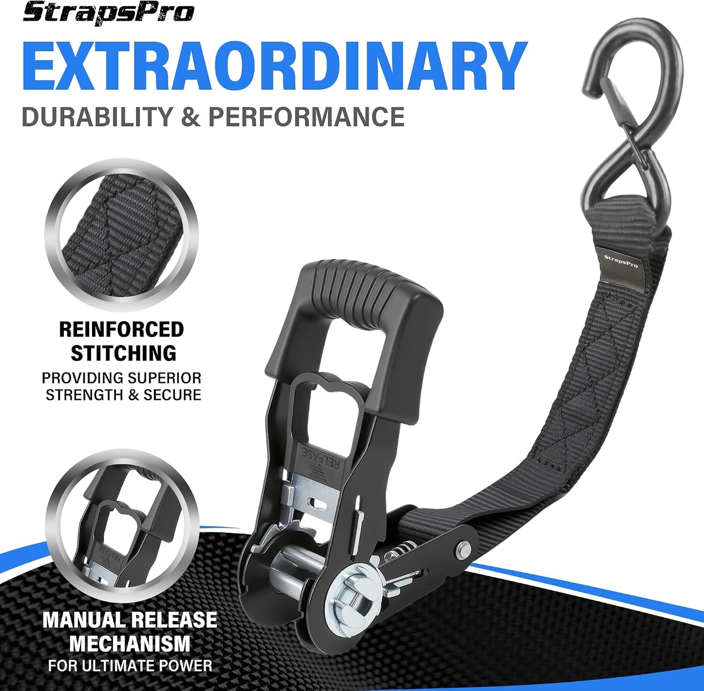 Correas trinquete 1pulg x15ft 2317lb pack 4 negras