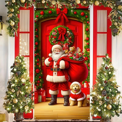 Cubierta puerta Navidad Papá Noel 71x35pulg fondo foto fiesta