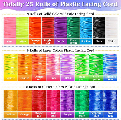 Kit tejido cuerda 25 rollos plástico 50 accesorios llavero