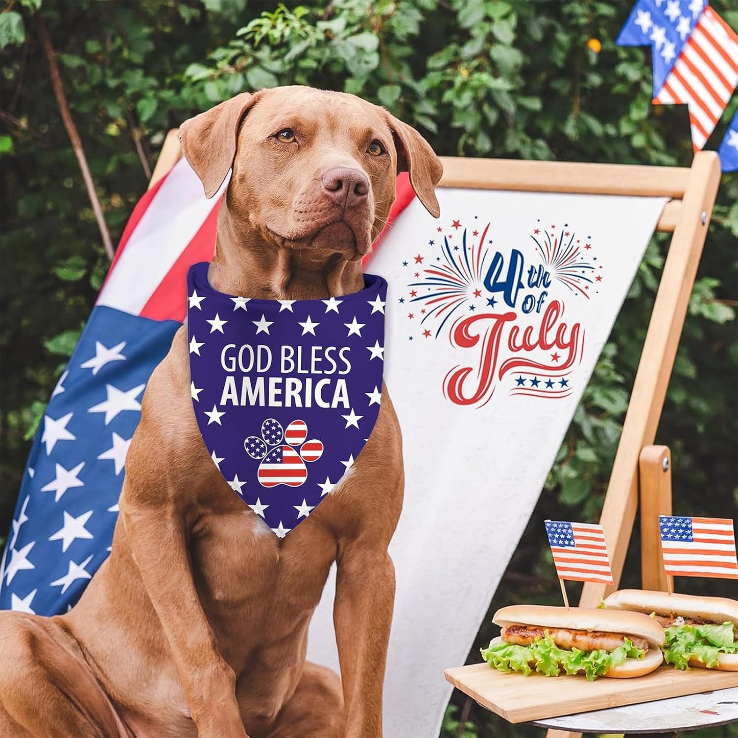 Bandana 4 de Julio para perros doble capa ajustable