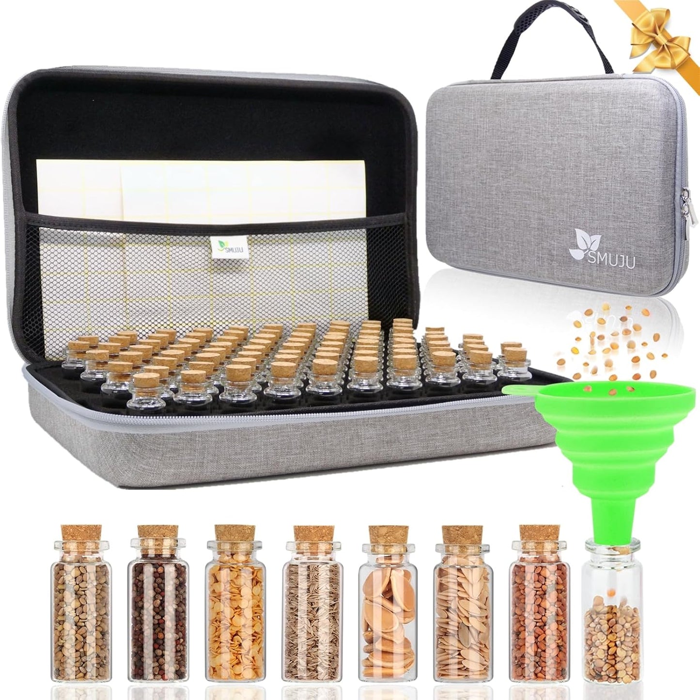 Organiz. semillas 80 ranuras con bolsa cremallera