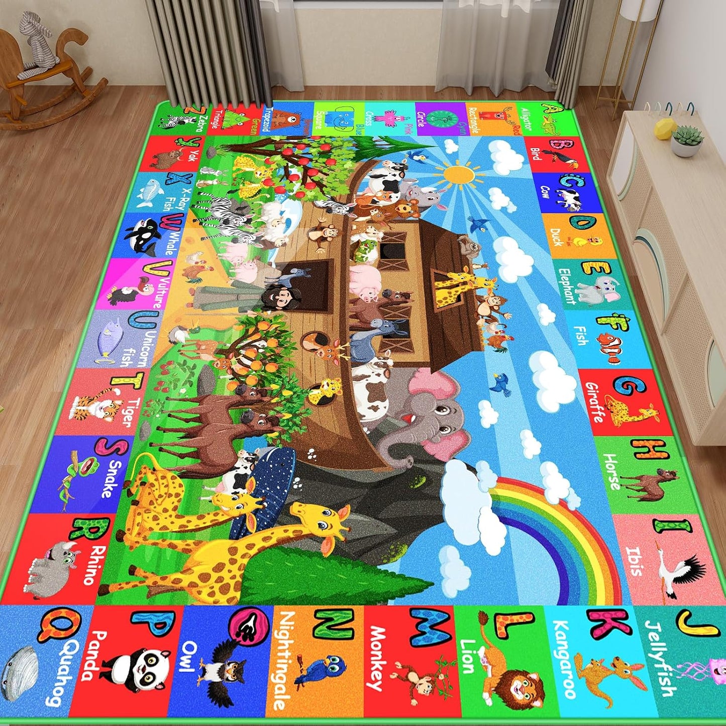 Alfombra Sala Set 78.7x59" Animales Arca Noé