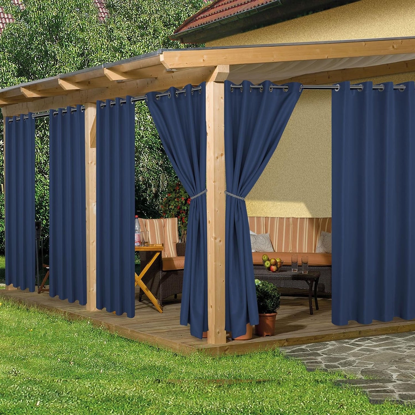6 Cortinas impermeables exteriores 54x108" patio