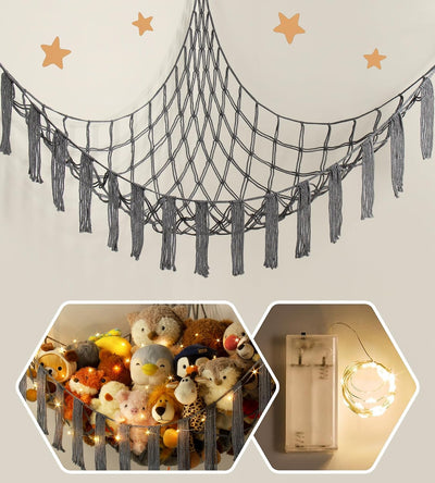 Red hamaca peluche con luz LED y almacenamiento