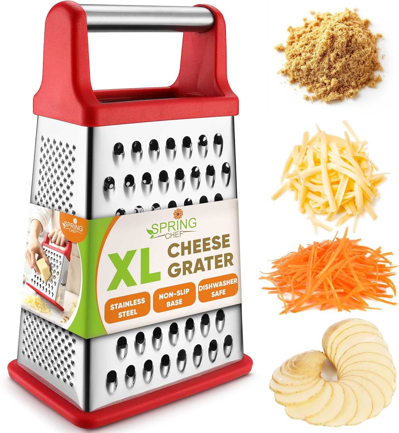 Rallador acero inox 4 lados XL para queso y zanahoria