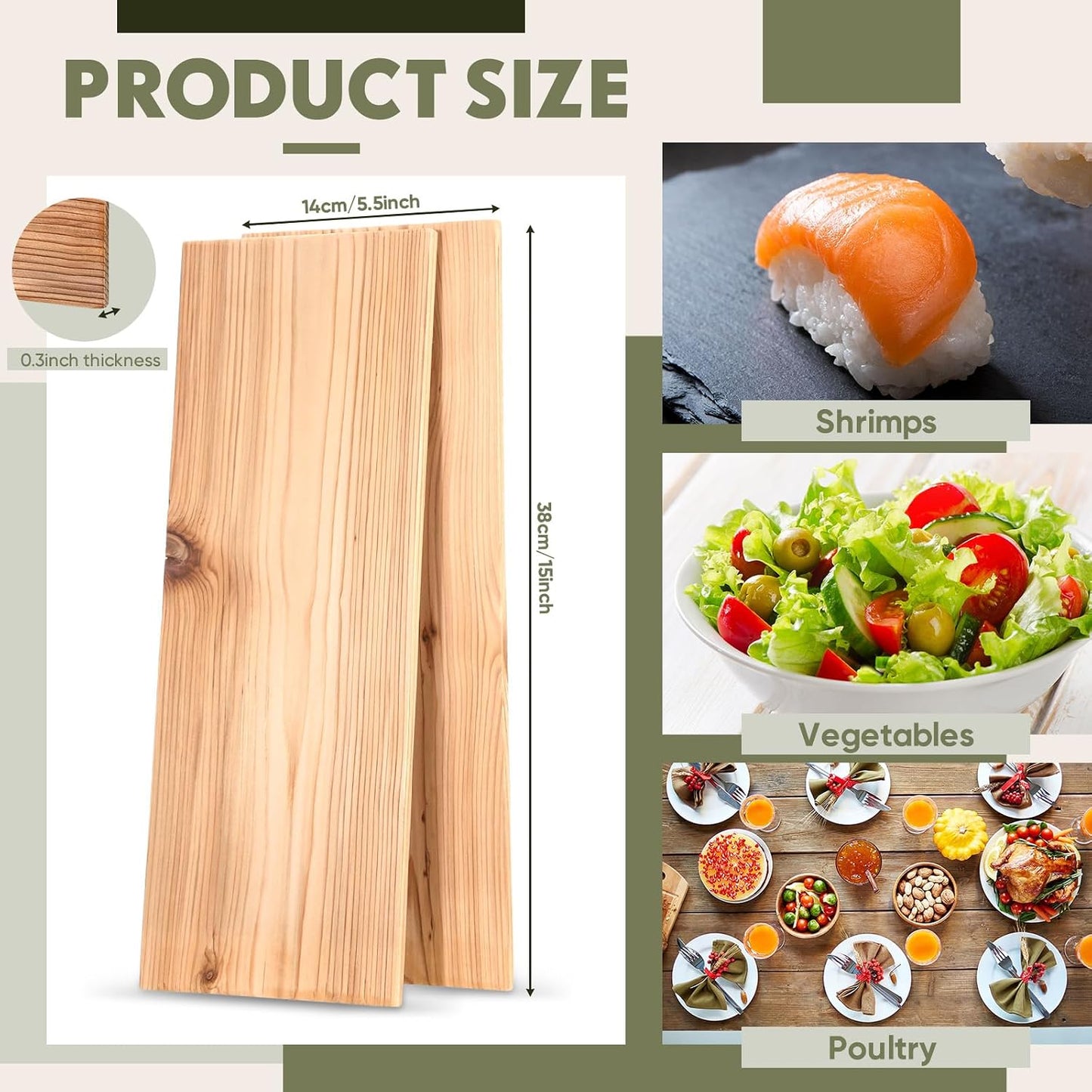Tablones cedro XL XXL para asar salmón carne pescado