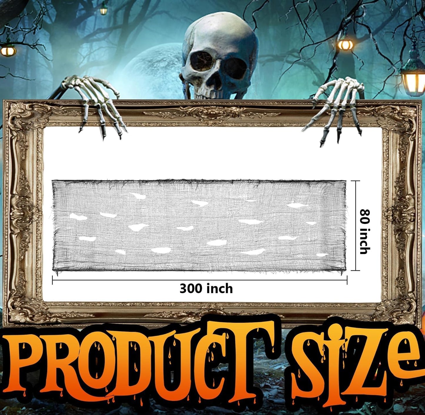 Tela Halloween 300x80" negra para ventanas y puertas