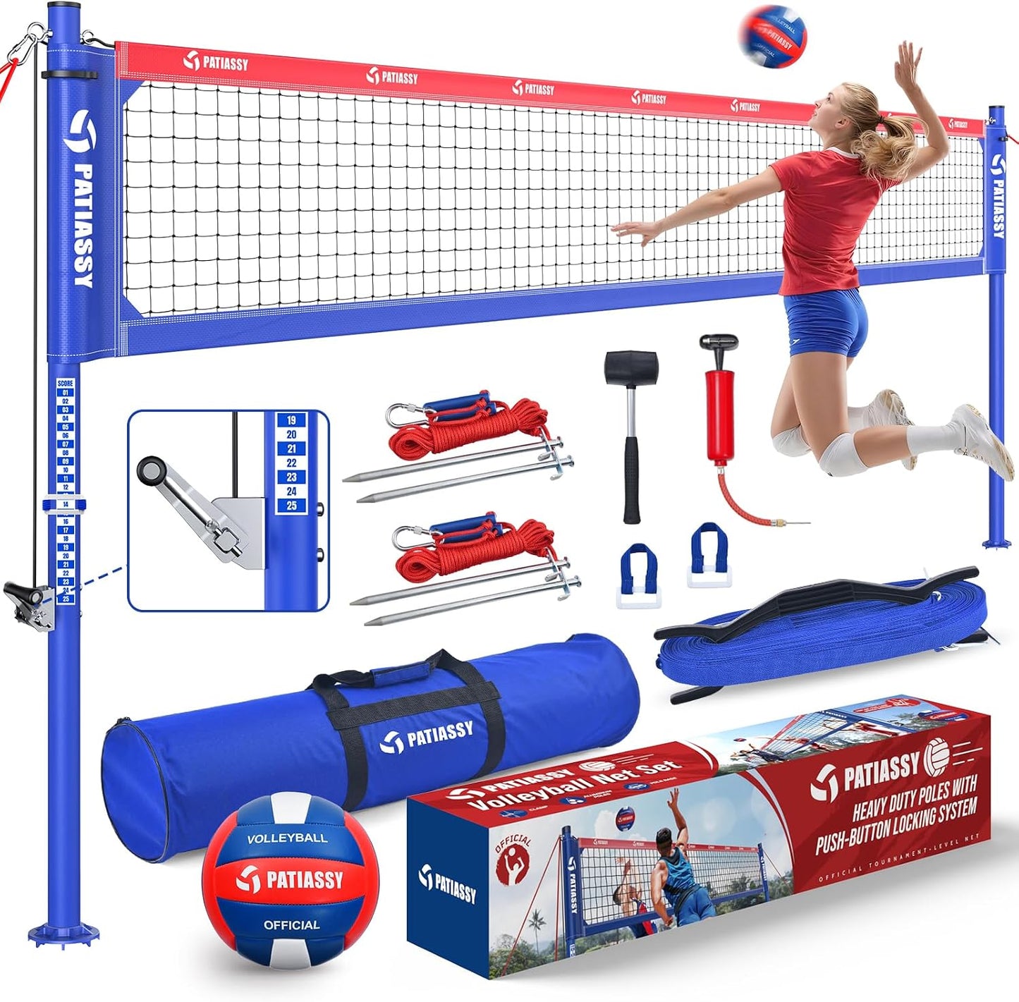 Set red voleibol resistente 32pulg postes aluminio