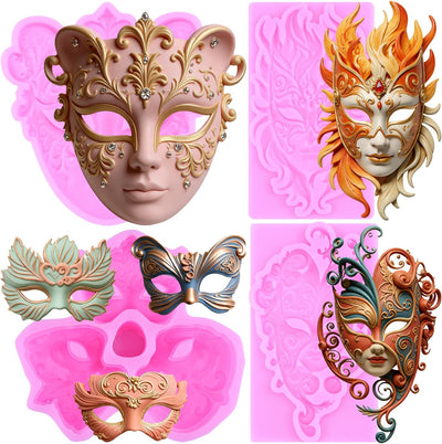 Moldes de silicona para máscaras de fiesta y decoración de pasteles set de 4