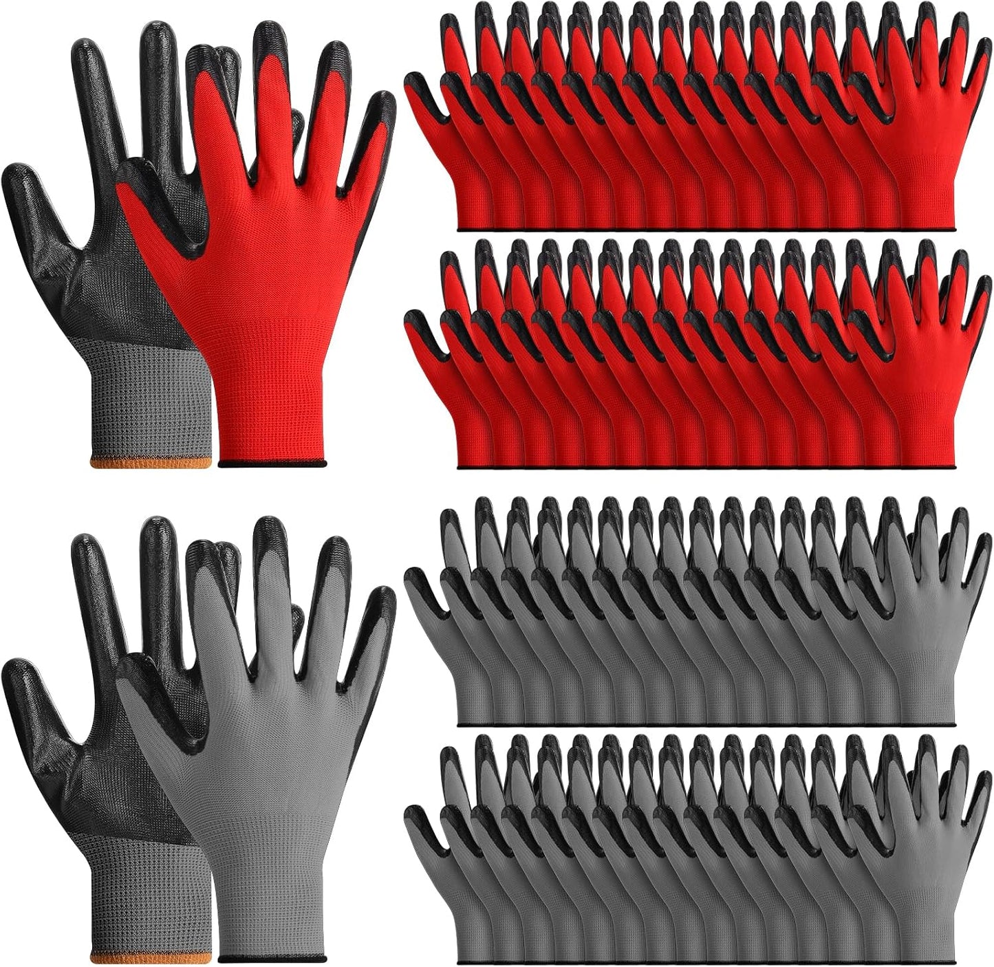 Guantes trabajo seguridad goma nailon 9.1pulg 2 colores