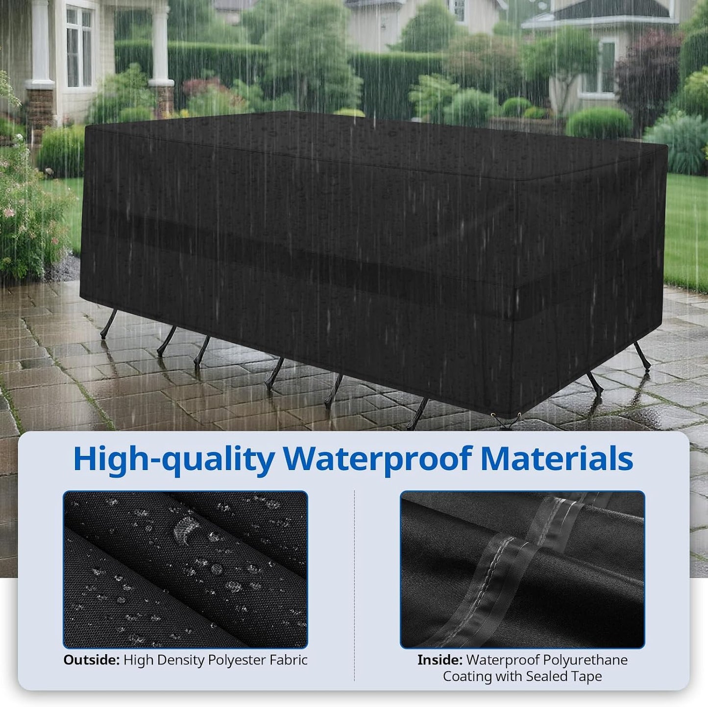 Fundas impermeables para muebles de exterior con cordones 76