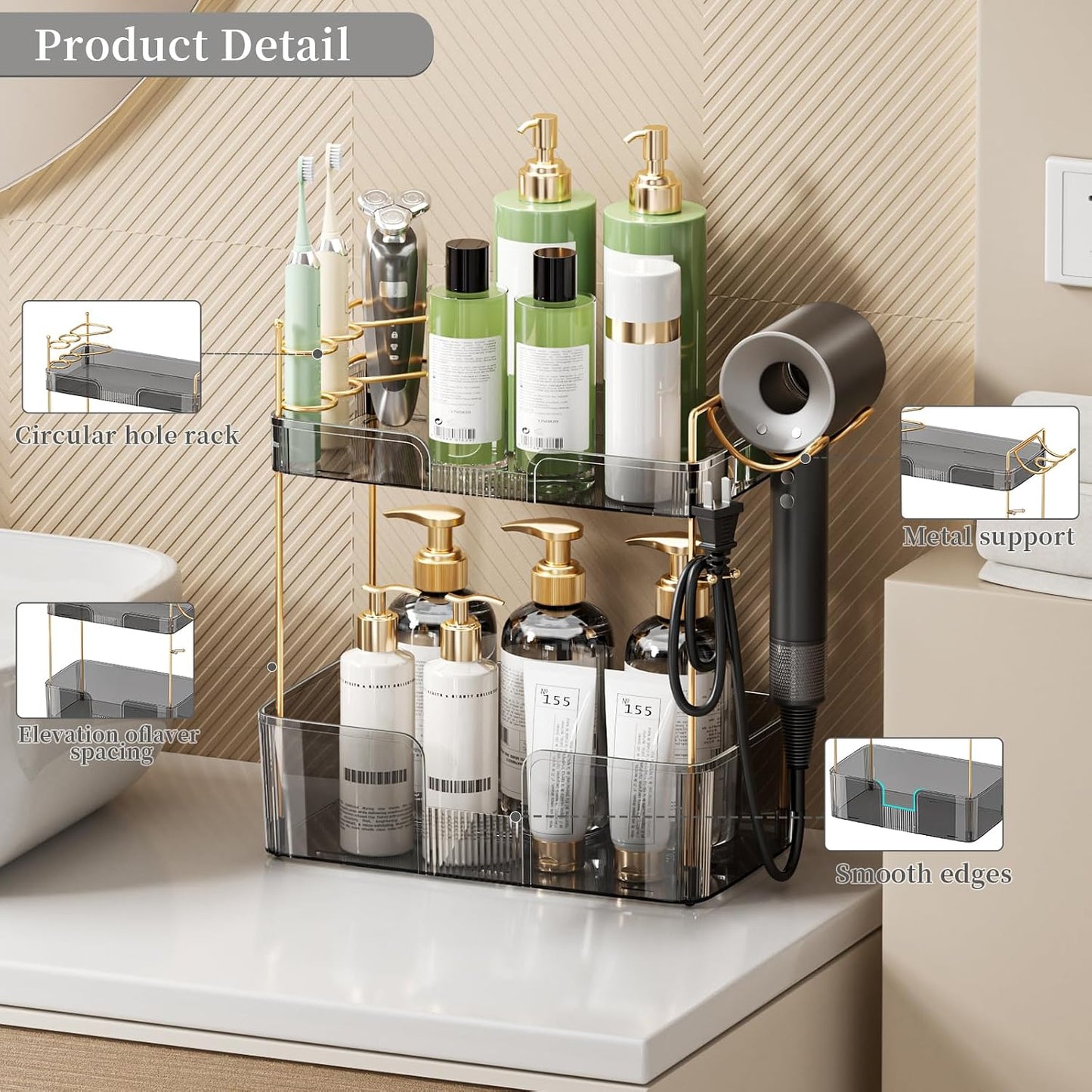 Organiz. baño grande para encimera y tocador