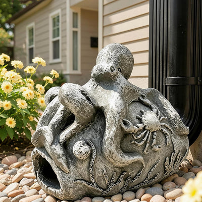 Estatua pulpo extensora drenaje jardín resina duradera