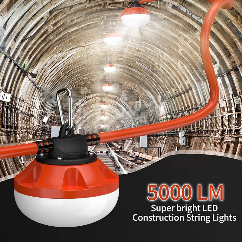 Tira luces LED construcción 200ft 20000 lúmenes 20 enchufes