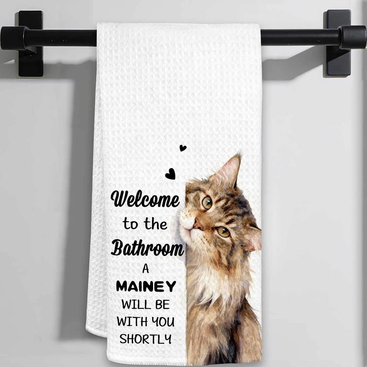 Toalla de mano de gato Maine Coon para baño y decoración