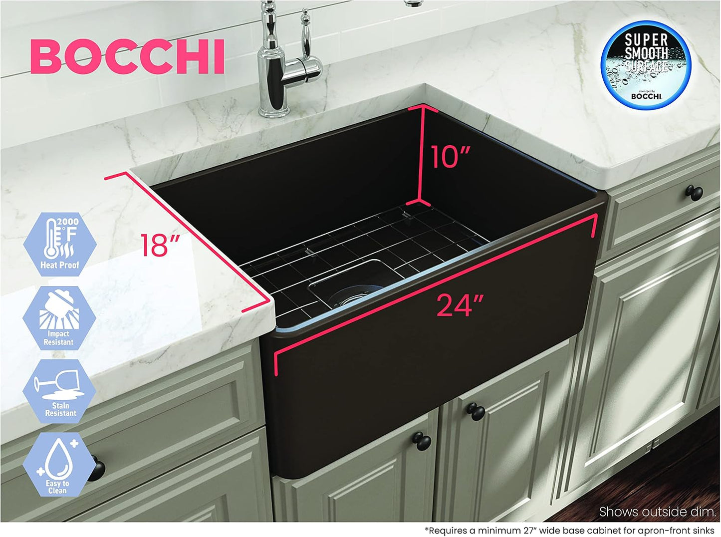 Fregadero rústico cocina 61cm arcilla refractaria marrón