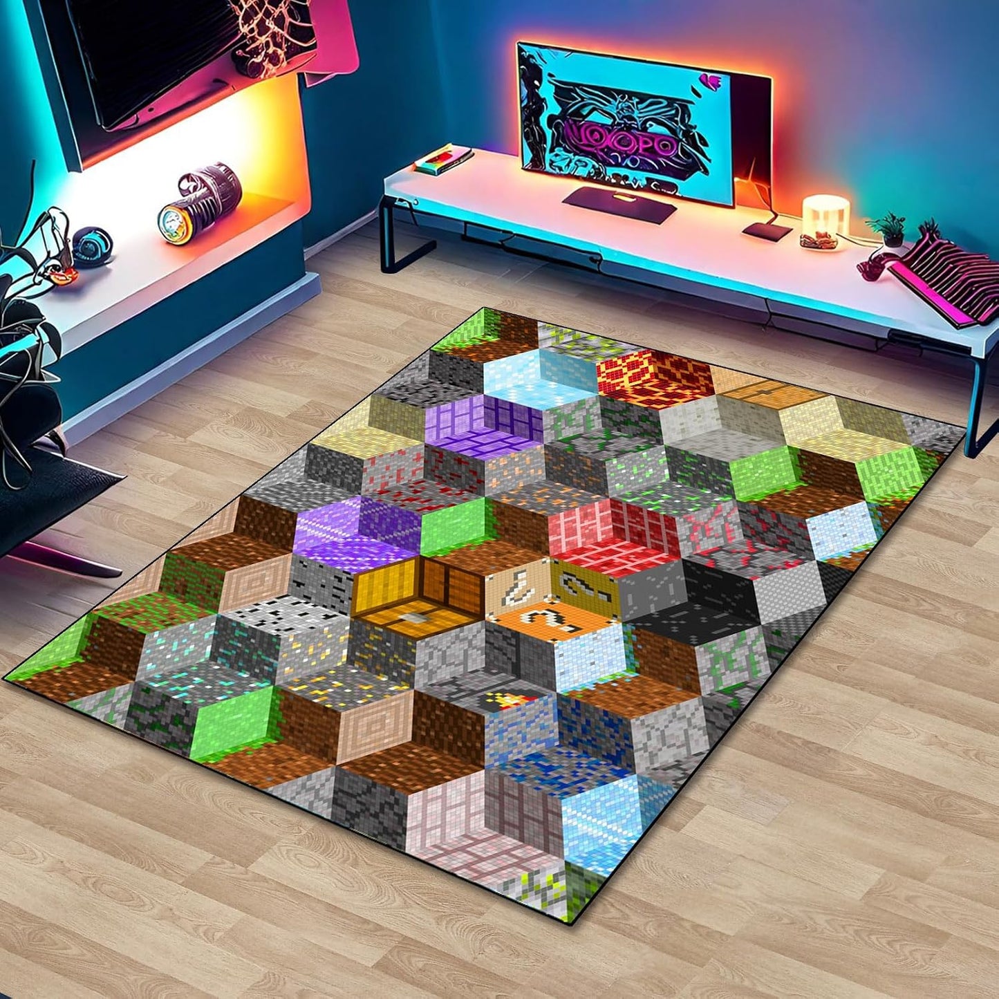 Alfombra bloques pixel games para niños dormitorio sala set