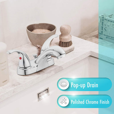 Grifo fregadero baño dos asas cromo pulido