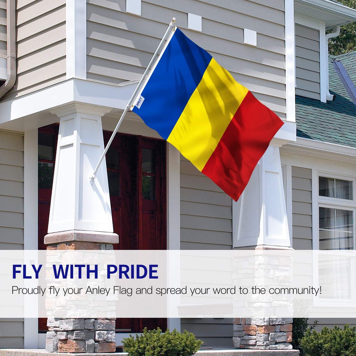 Bandera Rumania 3x5ft poliéster ojales latón doble costura
