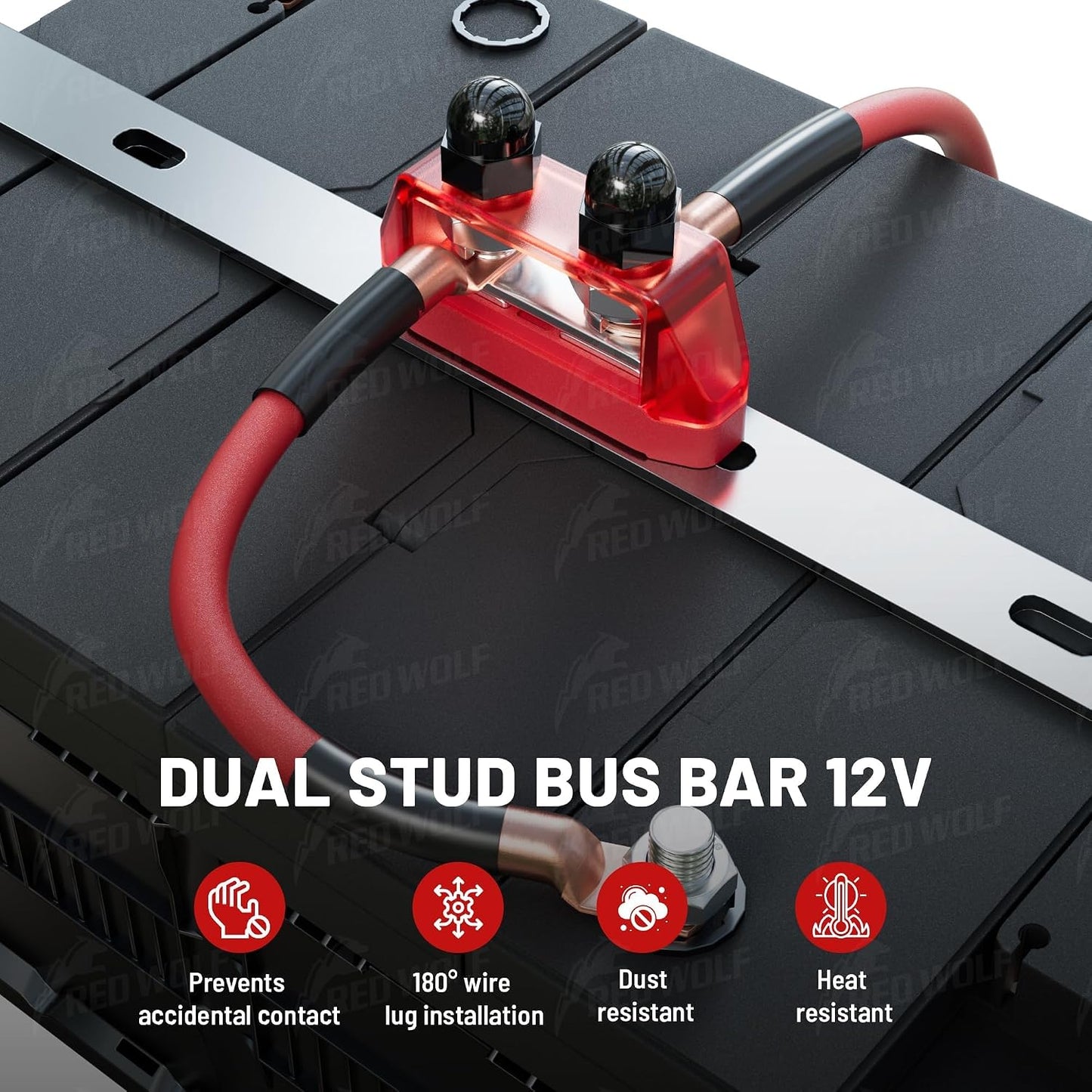 Barras bus M8 doble perno 12-48V 150A