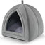 Cama cueva para gatos 2en1 plegable 17.5x17.5pulg gris
