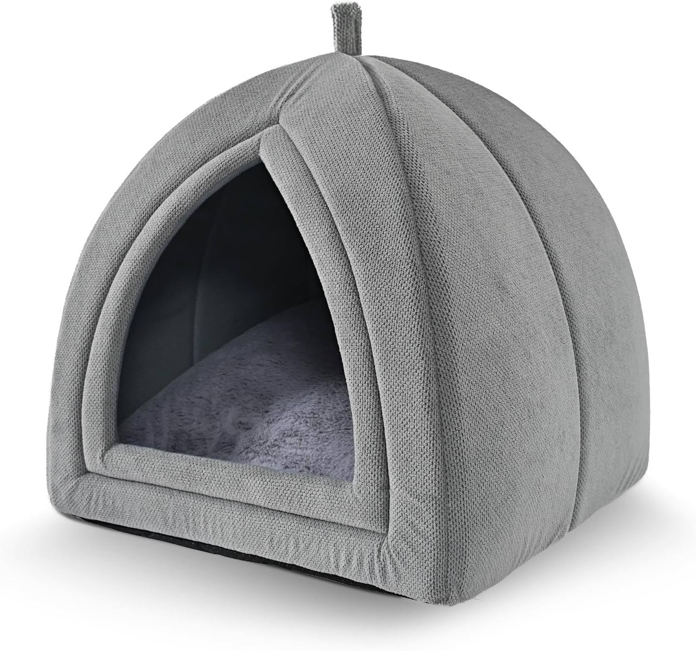 Cama cueva para gatos 2en1 plegable 17.5x17.5pulg gris