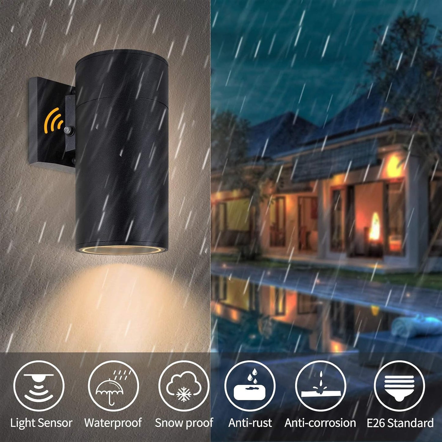 Iluminación exterior aluminio impermeable diseño cilíndrico