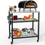 Soporte horno pizza acero inox sobre ruedas 31.5x23.6x35.4"