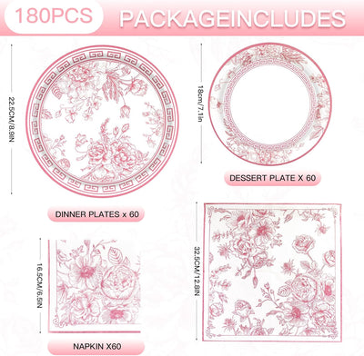 Kit 180 Pzas Suministros Fiesta Rosas y Blancas