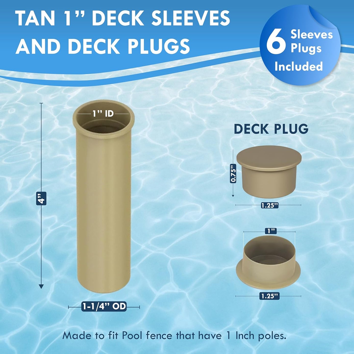 Fundas valla piscina tapas cubierta 6 pzas 1" ajustable