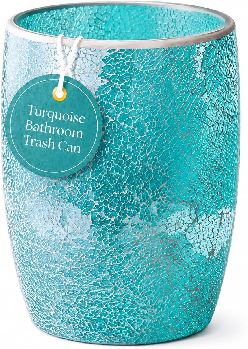 Bote basura baño mosaico vidrio 5L 7x10" decorativo