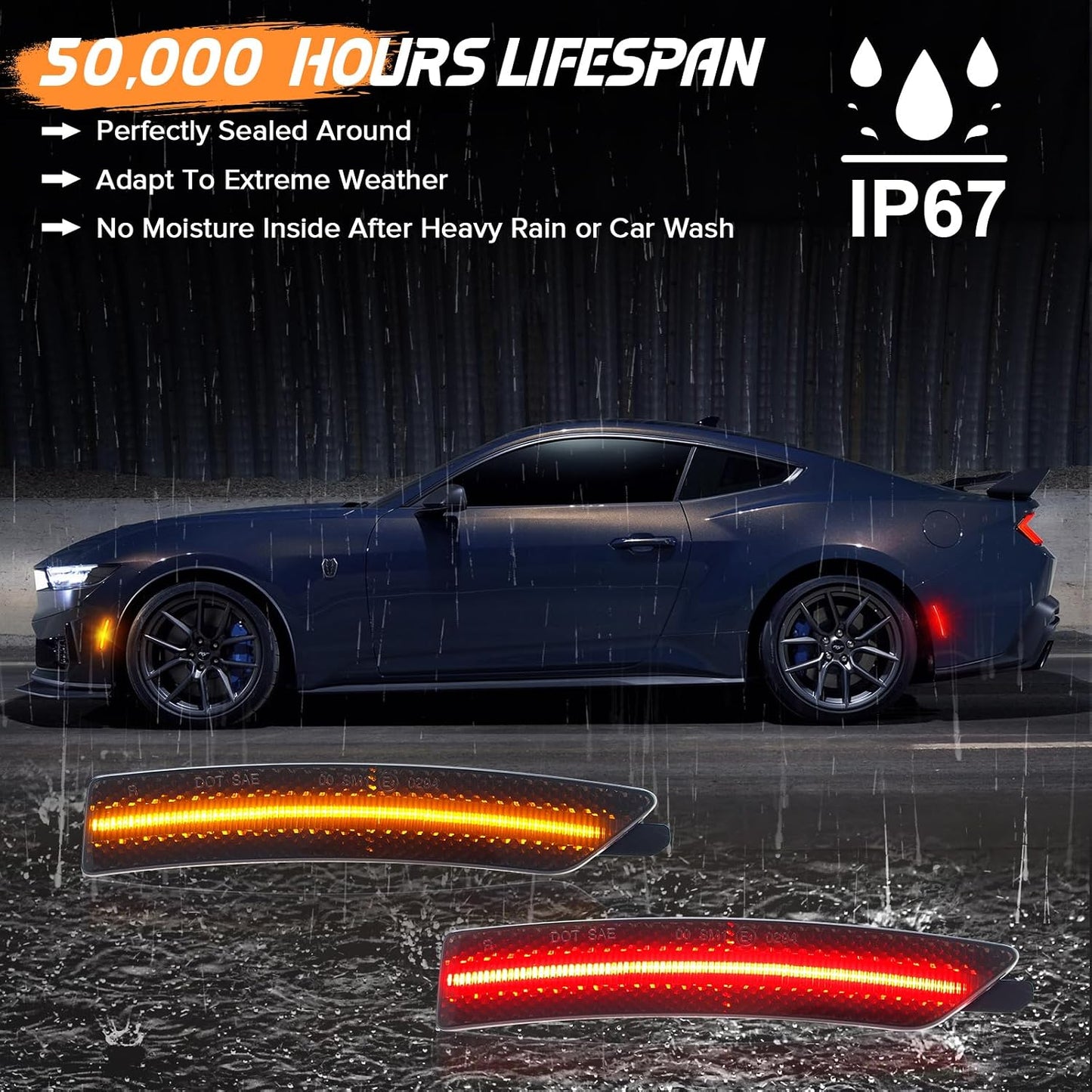 4 Pzas Luces LED Mustang S650 24-25 Lente Ahumado