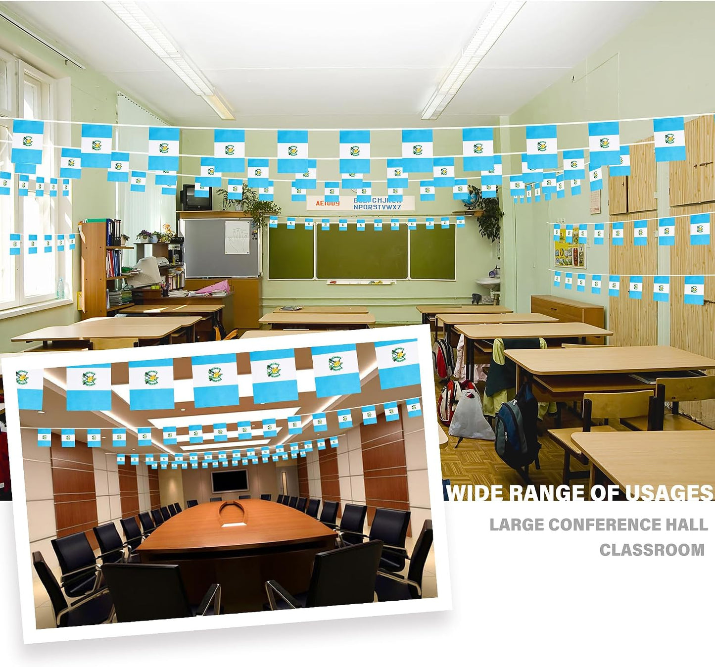 Bandera Guatemala cuerda pendón 30 mini banderas 33ft decoración