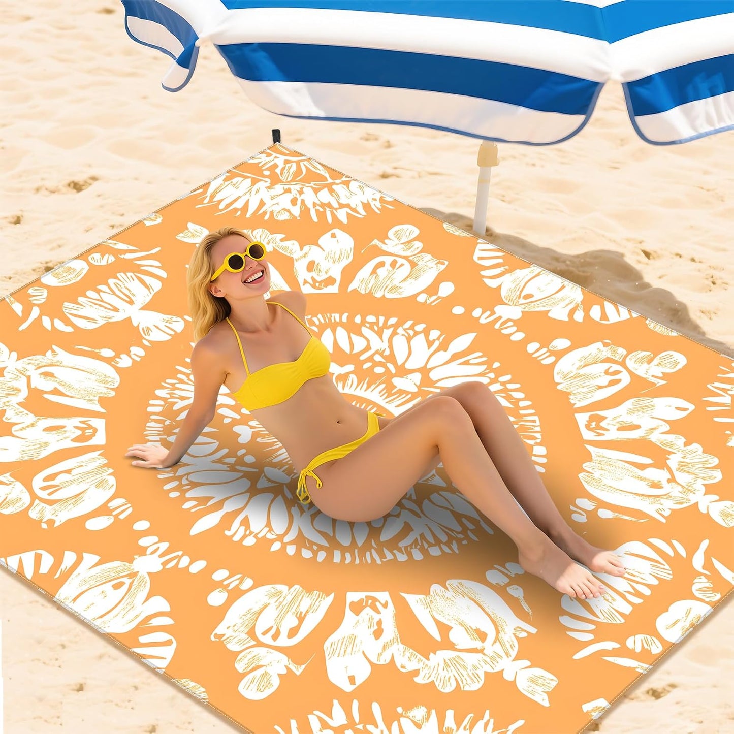 Manta playa impermeable arena 78x86" para 1-8 adultos