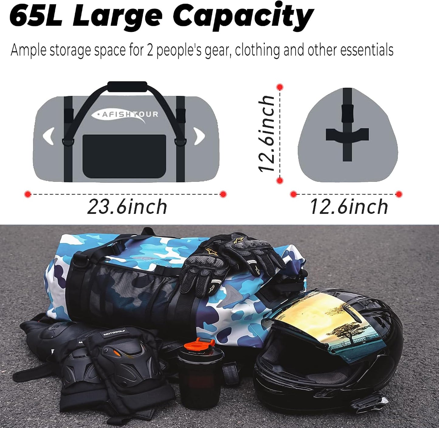 Bolsa impermeable para motocicleta 65L