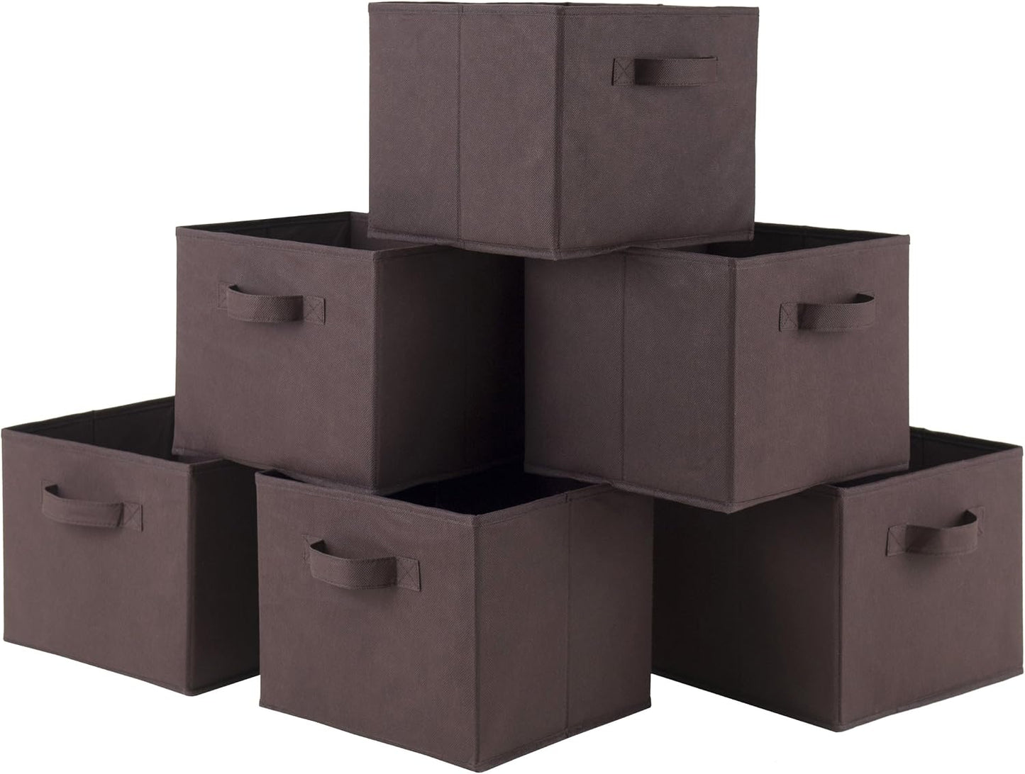 6 Pzas Cestas Tela Plegables Negro Almacenamiento Hogar
