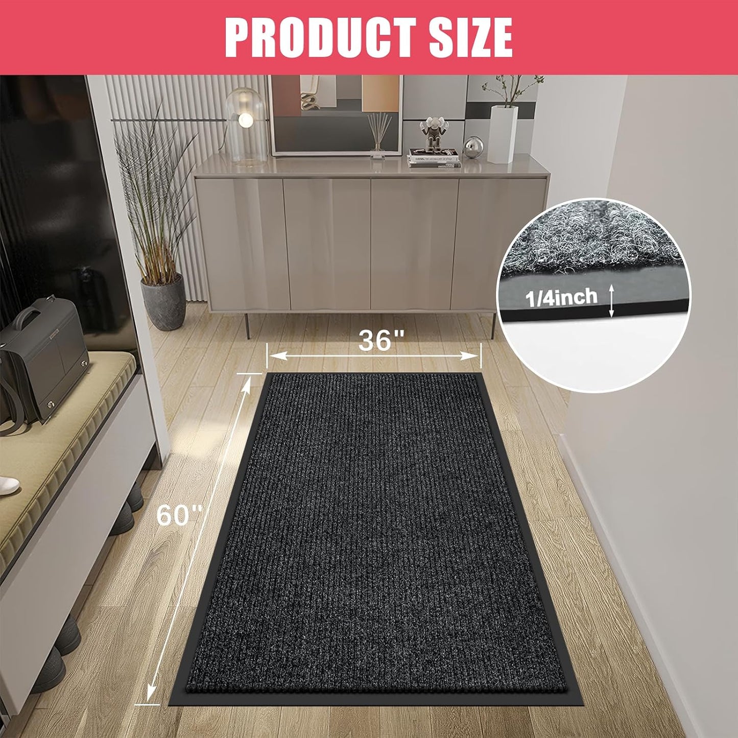 Alfombra puerta 3x5ft interior exterior resistente goma