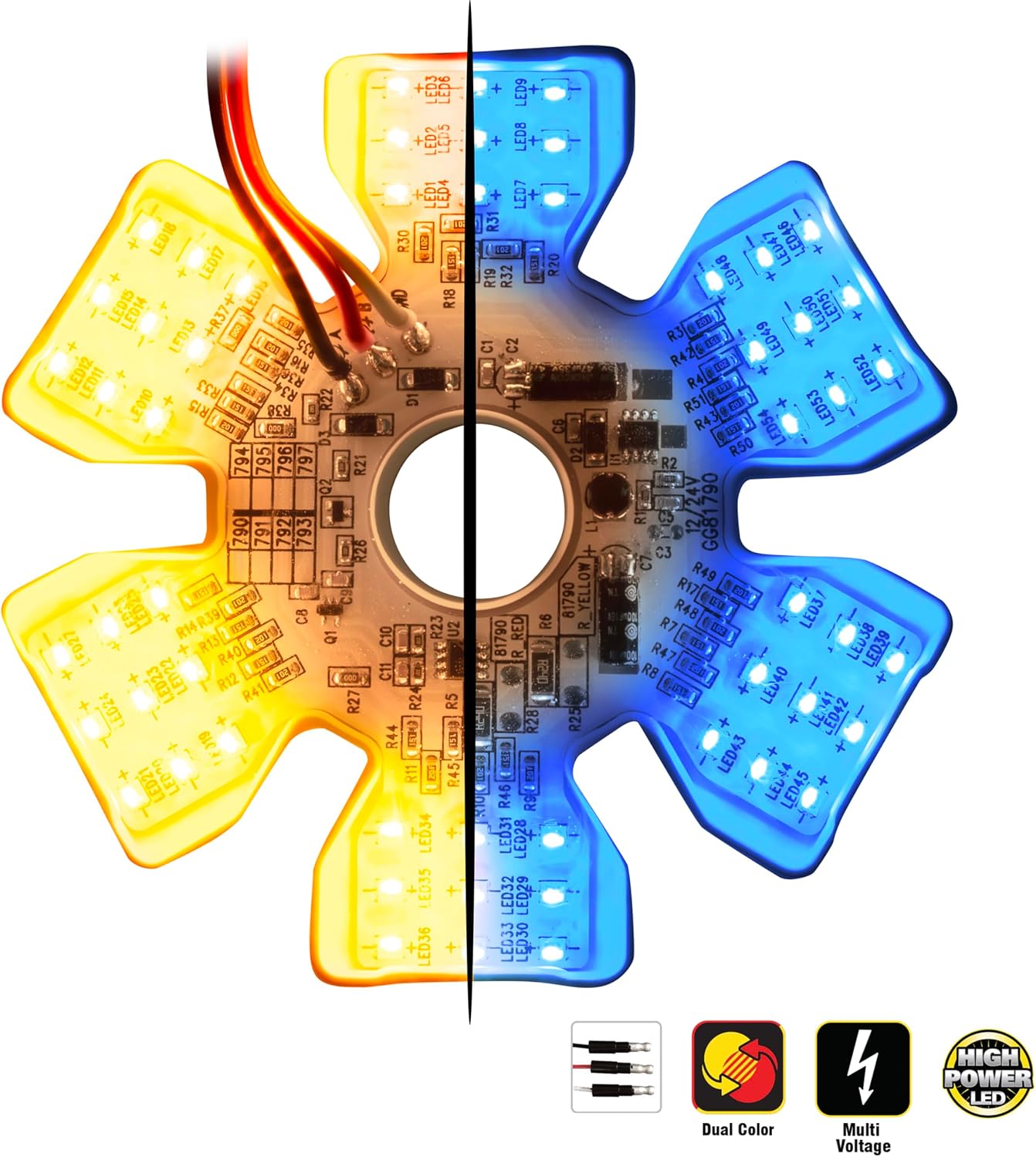 Filtro aire hexágono 54 luces LED doble color