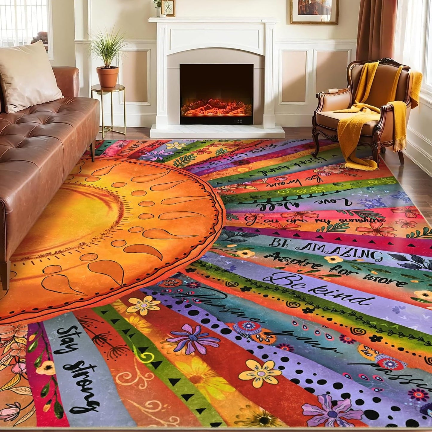 Alfombra sala 5x7ft antiderrap suave sintética