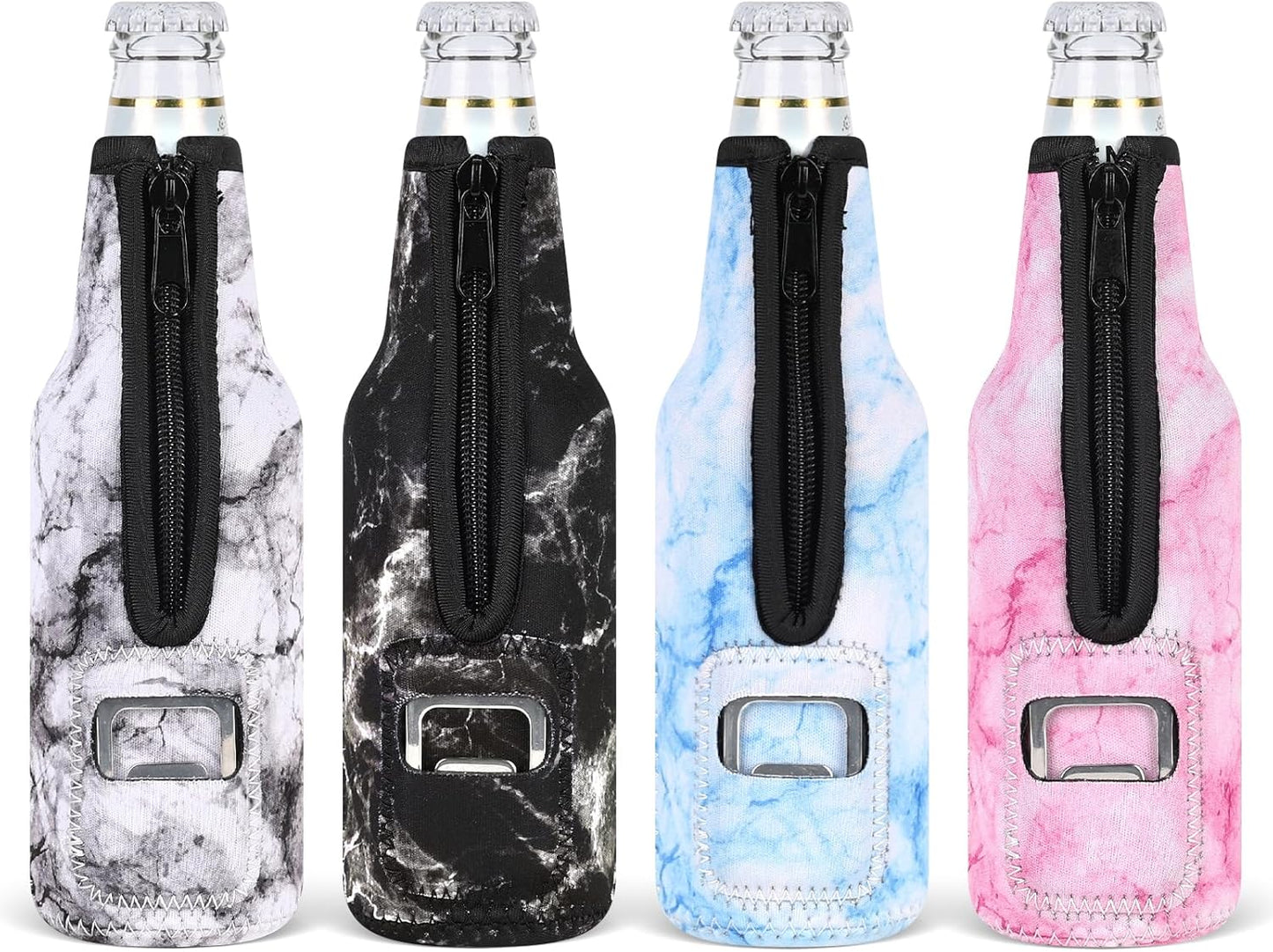 Pack 4 Fundas Neopreno Aislantes Botella 12oz Con Cremallera