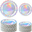 Platos de papel holográficos iridescentes para fiestas 25 x 7 y 25 x 9 pulgadas