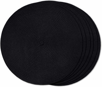 Set 6 Manteles Redondos Trenzados 15pulg Negro