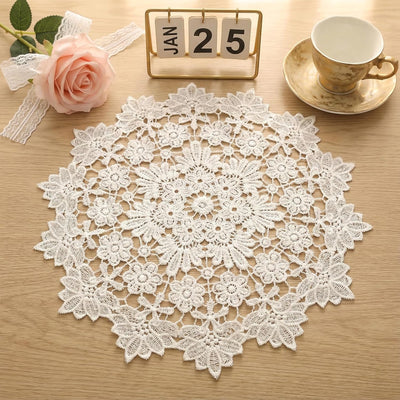 Doilies encaje blanco 15.7pulg para mesas redondas vintage