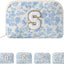 Bolsa maquillaje alfabeto caracola coqueta floral azul