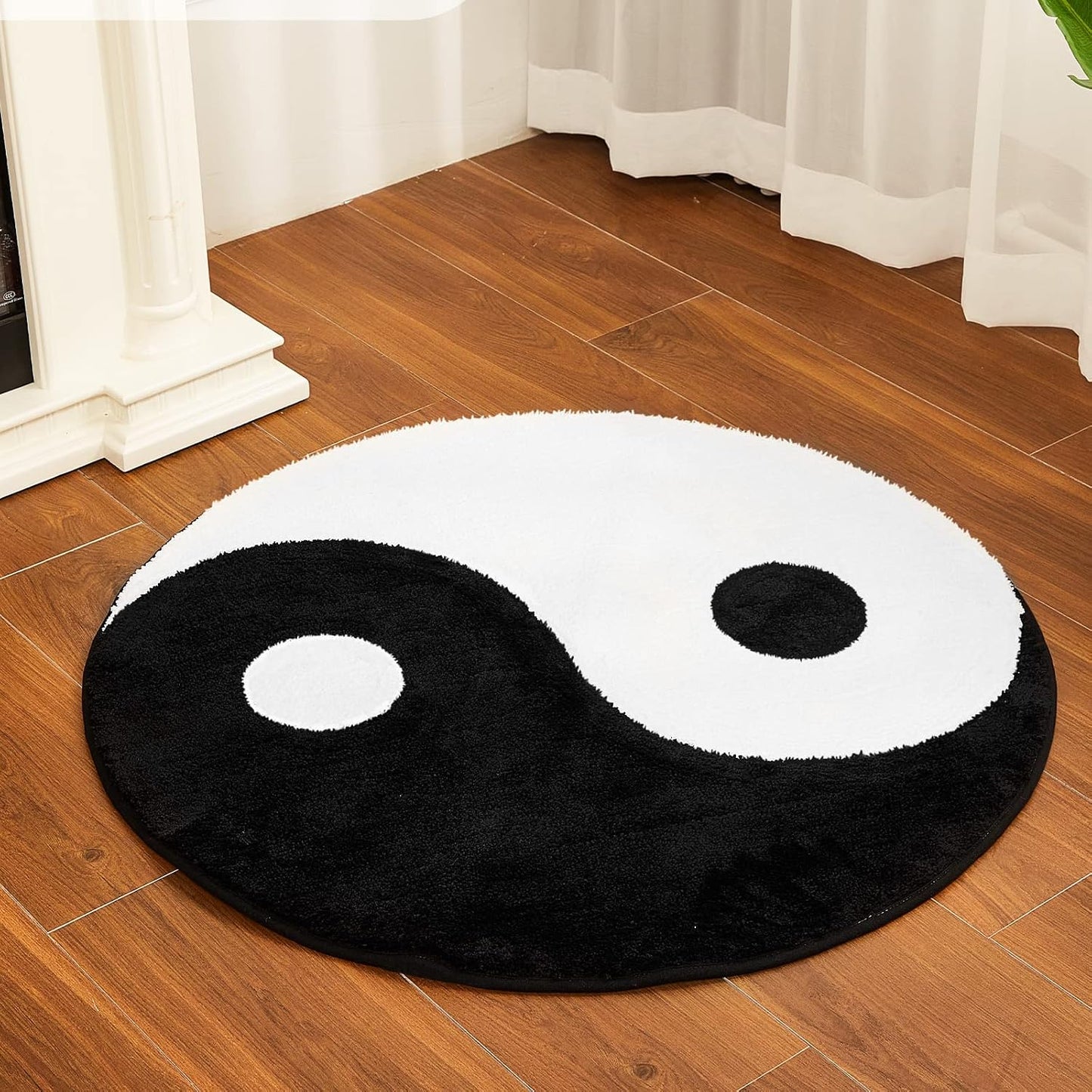 Alfombra Ying Yang 35" clásica blanco y negro
