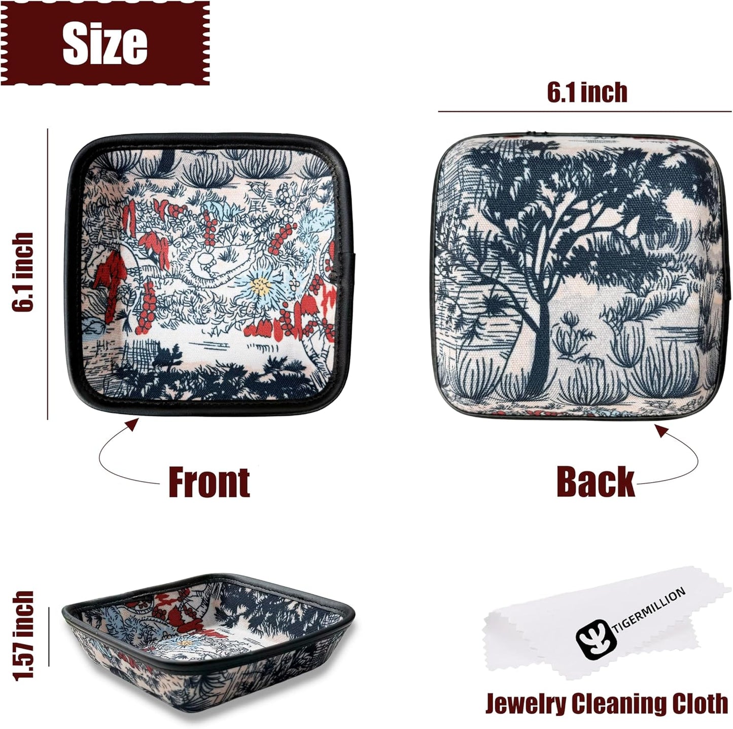 Bandeja decorativa catchall con paño limpieza joyas