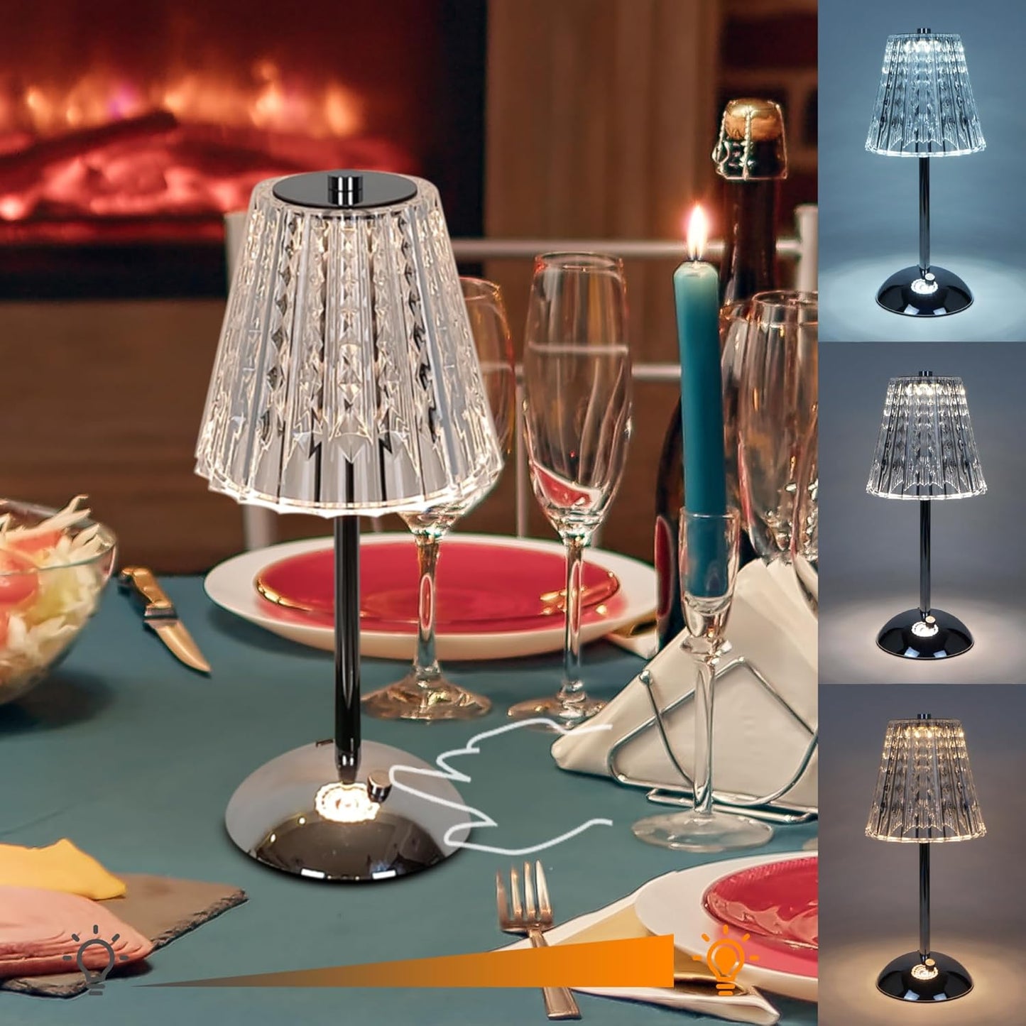 Lámpara mesa inalámbrica recargable LED tactil 3 modos